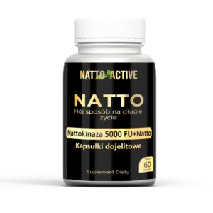 Natto Active Nattokinaza 250Mg 5000 FU K2 MK7 – 60 kapsułek 750 mg – Suplement diety